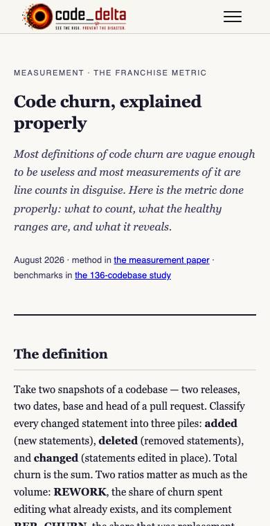 Code churn, explained